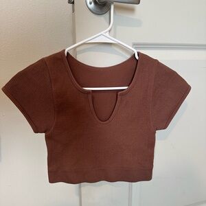 Forever 21 Brown Ribbed Crop Top